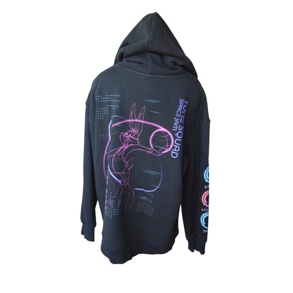 Zara Space Jam Bugs Bunny Hoodie 11-12 Yrs Kids Black Tunic Sweatshirt Tune Squa - Picture 5 of 7
